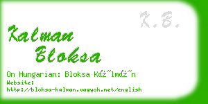 kalman bloksa business card